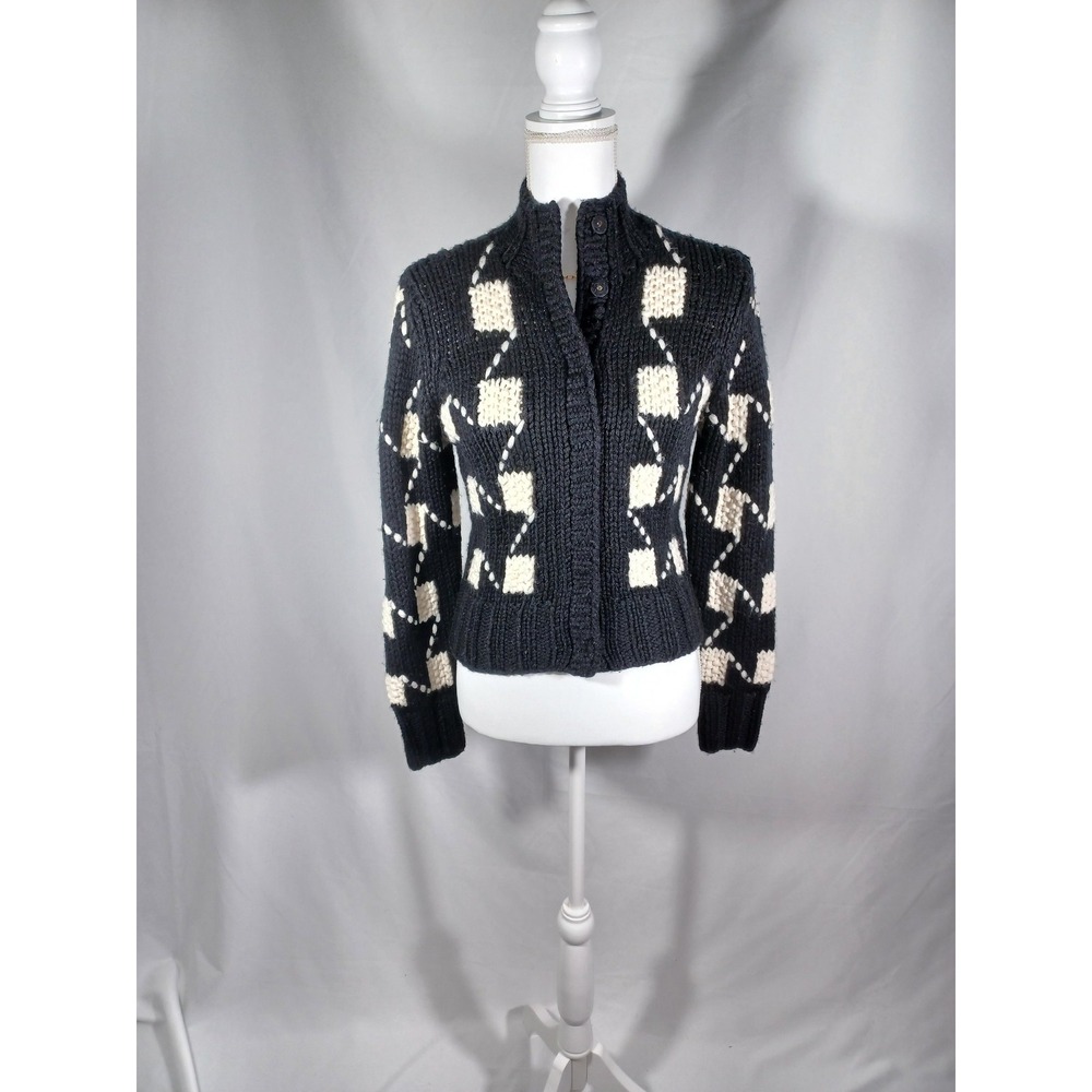 Worth Cardigan Sweater Women's Petite P Small Black‎ Wool Blend Mock Neck